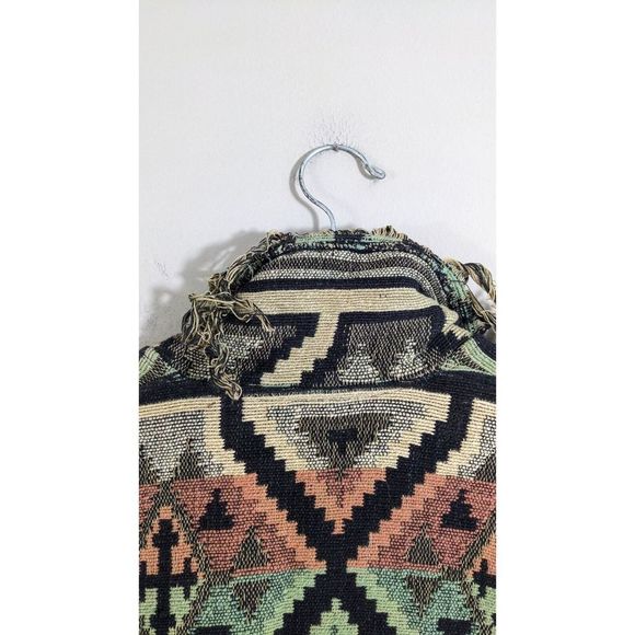 Southwestern Tapestry Blanket Cardigan Jacket Sweater - Size Medium Vintage - Picture 11 of 16